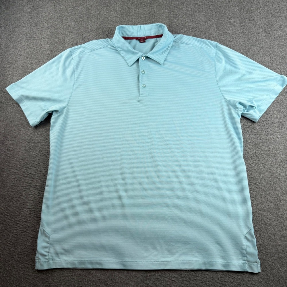 Red House Polo Shirt Men's XL Light Blue Striped Performance‎ Short Sleeve RH71